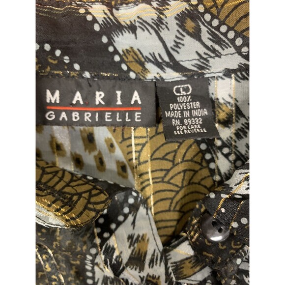 MARIA GABRIELLE  SZ  L  Black Gold Sheer Blouse Fairy Goth Forrest Fairy Grunge - Picture 3 of 9